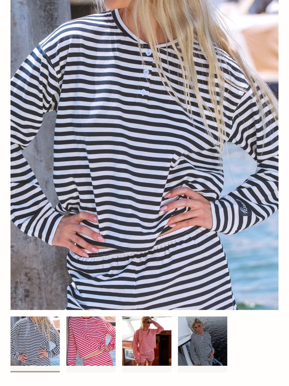 Striped Long Sleeve Lounge Top in NAVY and White SET LARGE NWT